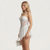 Romantik ve İkonik Dantelli Straplez Korse Form Mini Elbise Mağazam