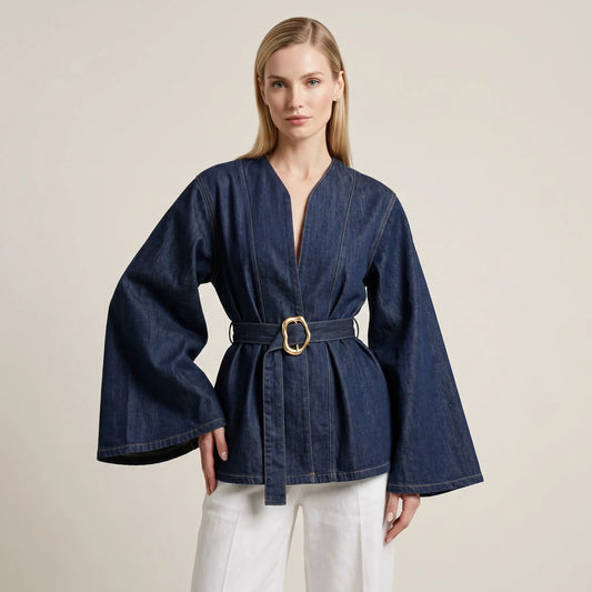 Modern ve Sofistike Denim Kimono Ceket
