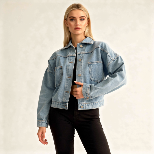 Modern Kesim Klasik Mavi Jean Ceket