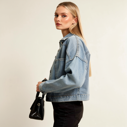 Modern Kesim Klasik Mavi Jean Ceket